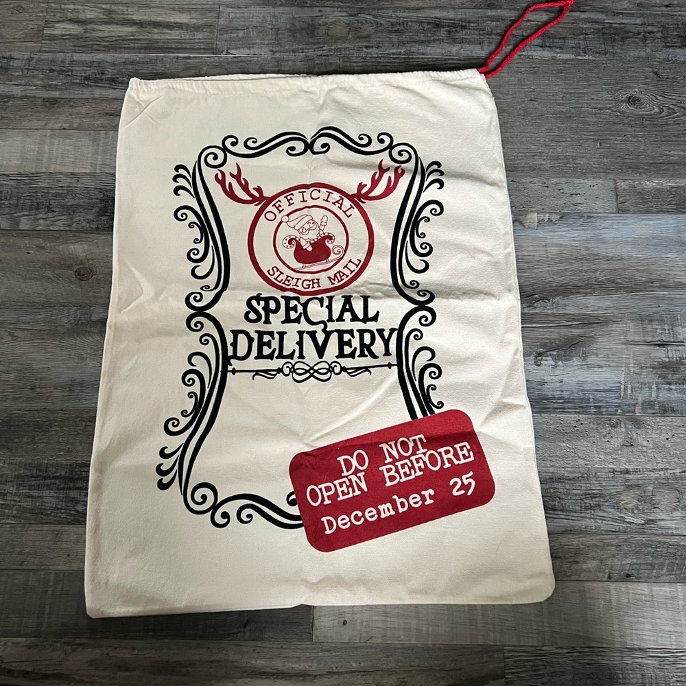 Christmas Santa Sack, Large Christmas Canvas Gift Bag with Drawstring